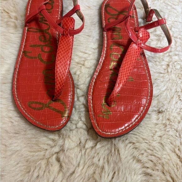 Sam Edelman Orange GiGi T-Strap Sandals - Picture 2 of 5